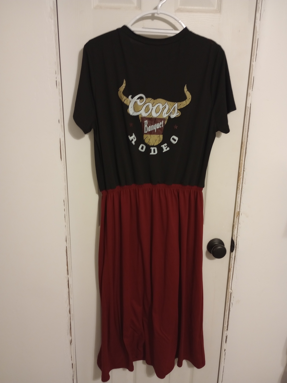 Coors Banquet Rodeo Two-Tone Maxi Dress in Black and Burgundy